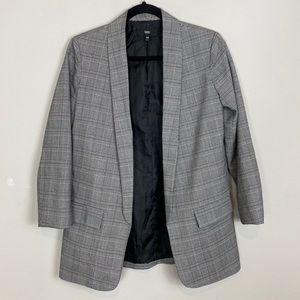 EUC Mossimo Supply Co. Gray Black Pink Plaid Long Blazer Jacket
